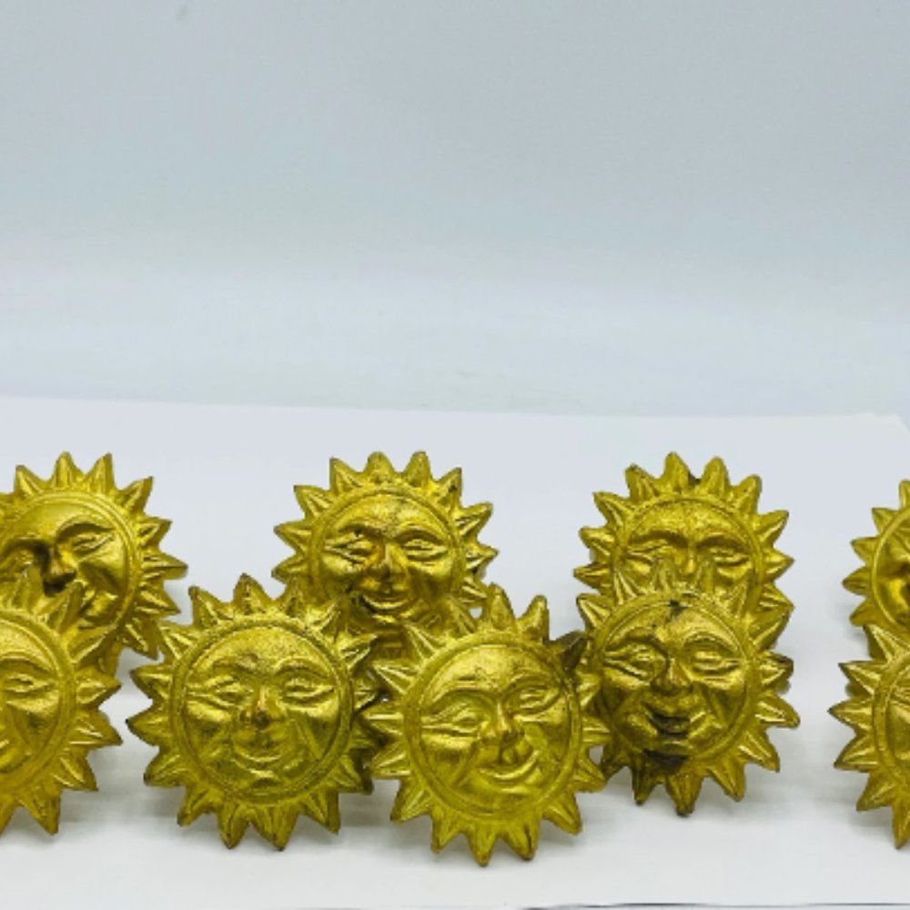 VIntage Brass Gold Colored Golden Brass Sun Napkin Rings Set of 9 Galaxy